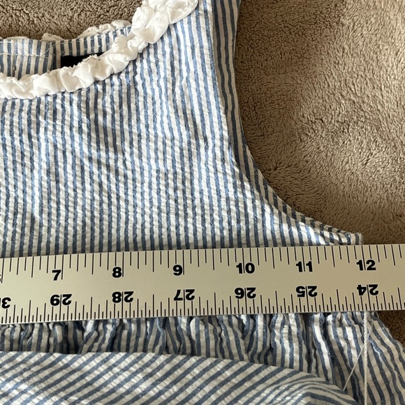 Ralph Lauren Girls Blue & White Pinstripe Cotton Seersucker Dress 5 Preppy - Picture 9 of 10
